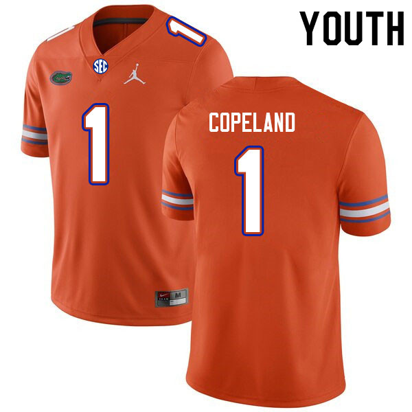 Youth #1 Jacob Copeland Florida Gators College Football Jerseys Sale-Orange